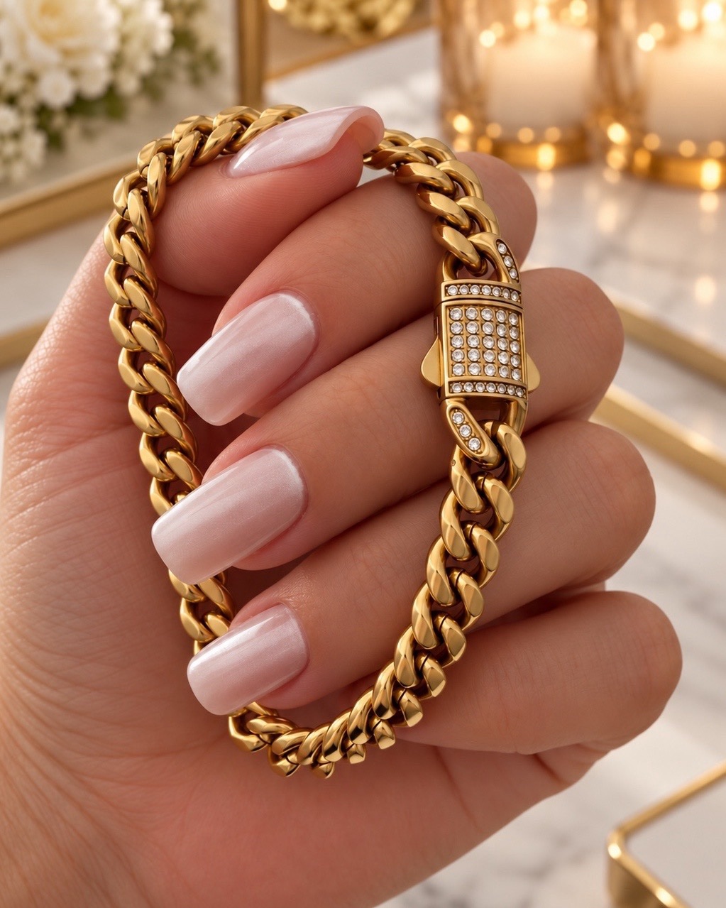 PULSERA CUBANA 21cm ACERO