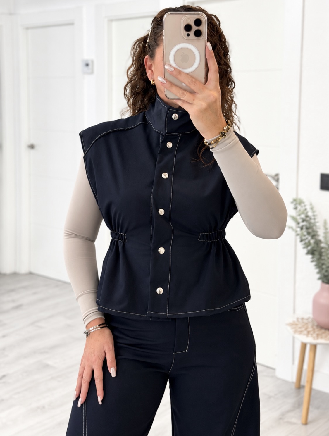 CHALECO PEPLUM AZUL VAQUERO
